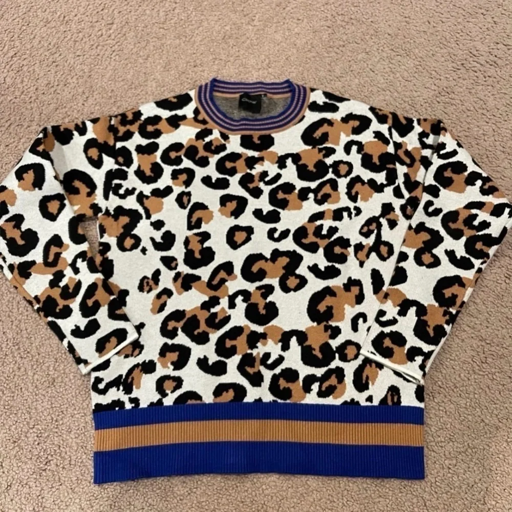 Women's CLICHE leopard print thick wool blend sweater